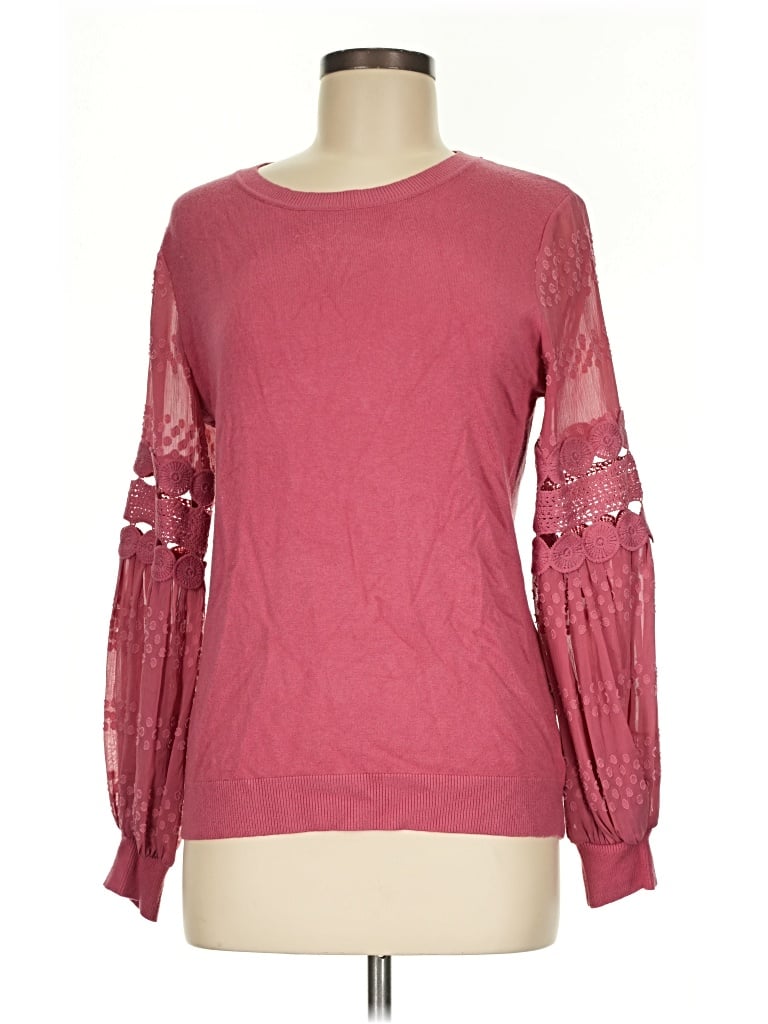 Pre-owned Sioni Long Sleeve Top Burgundy Boatneck Tops
