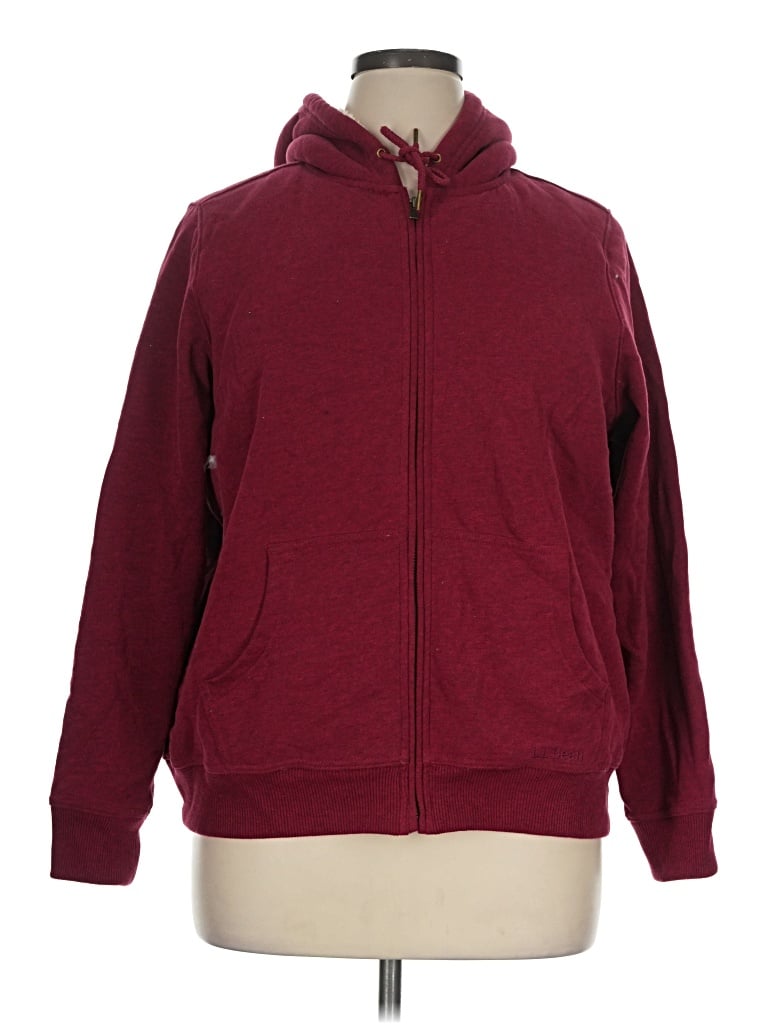 Pre-owned L.l.bean Zip Up Hoodie In Burgundy
