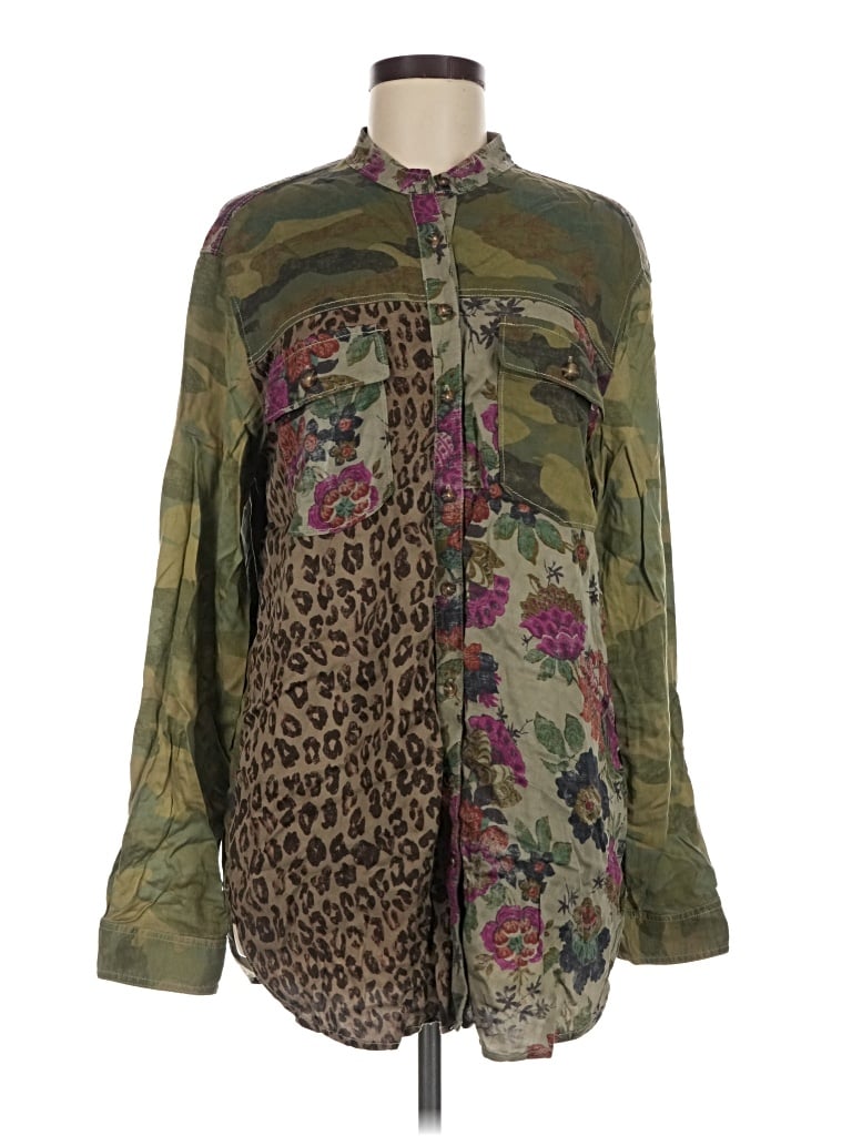 Pre-owned Pilcro Long Sleeve Blouse In Green