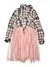 Justice 100% Viscose Plaid Pink Dress Size 14 - 16 - photo 1