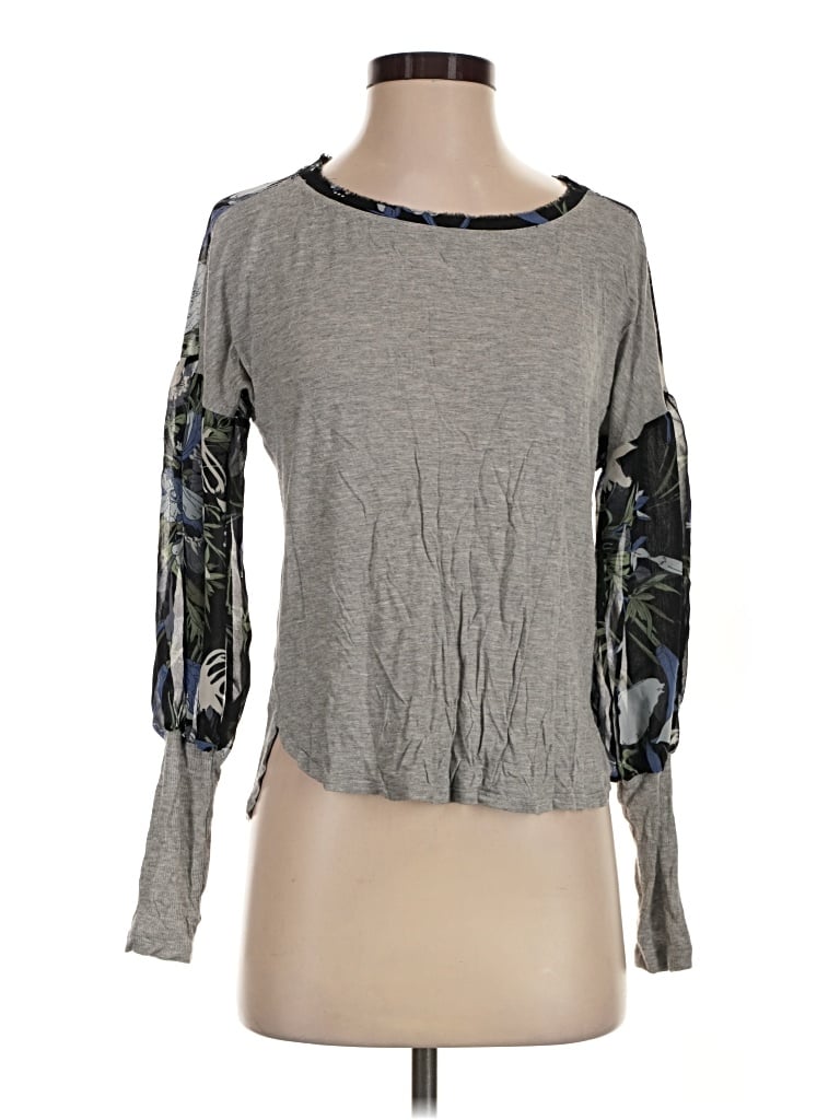 Pre-owned Tiny Long Sleeve Top Gray Boatneck Tops