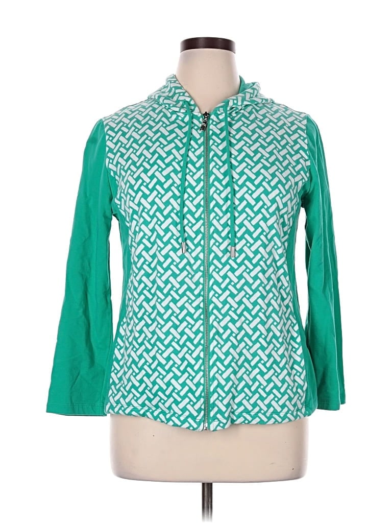 Pre-owned Susan Graver Cardigan Sweater In Green