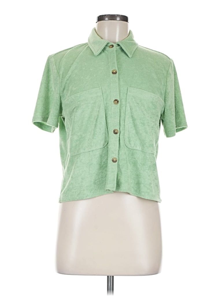 Pre-owned Stradivarius Short Sleeve Blouse In Green