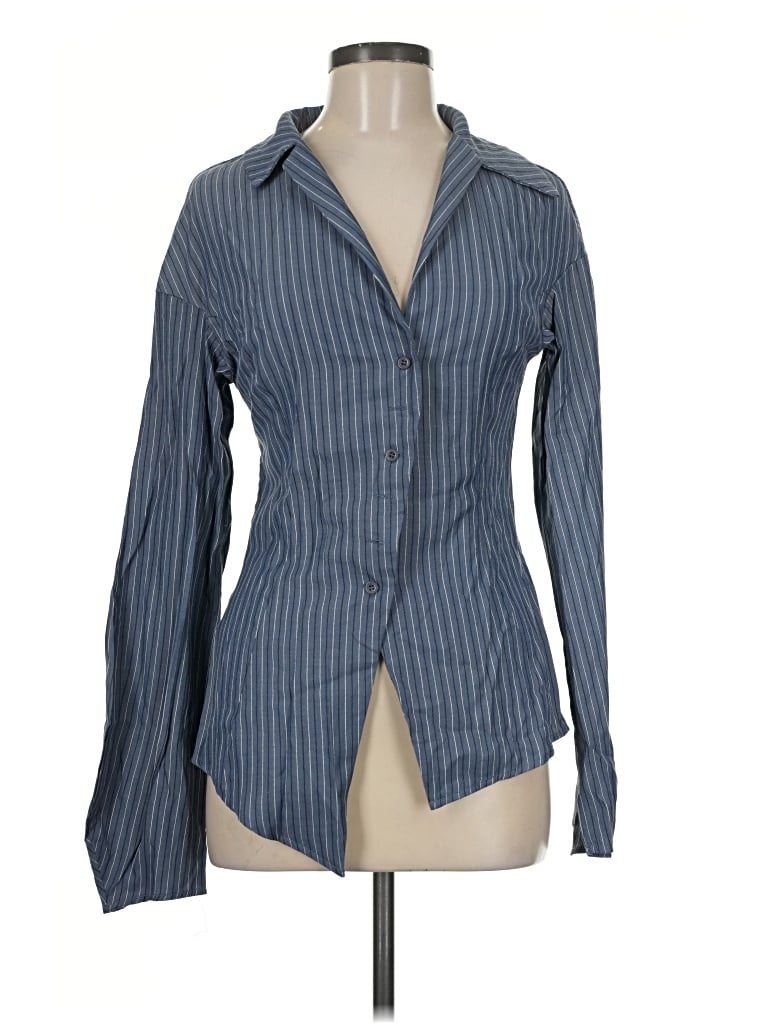 Pre-owned Assorted Brands Long Sleeve Blouse In Blue