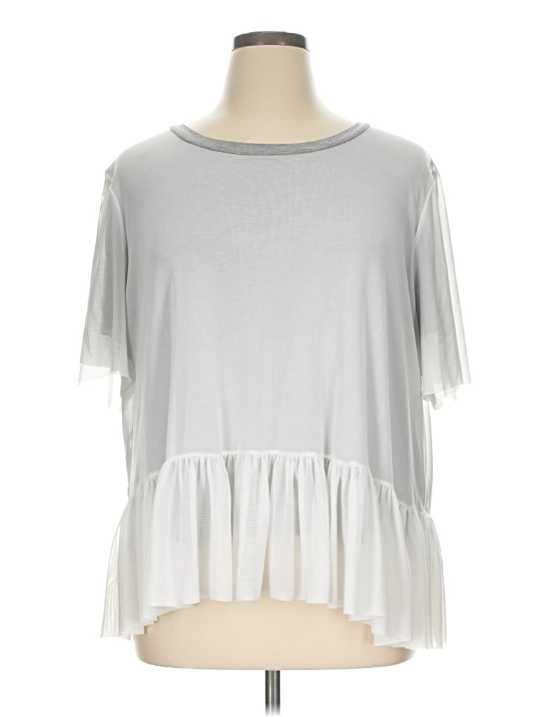 Pre-owned Como Vintage Short Sleeve Top Silver Crew Neck Tops