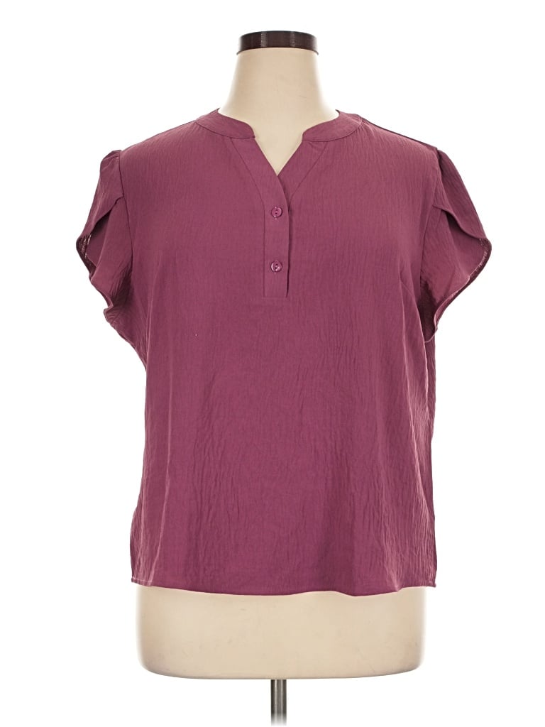 Pre-owned Blooming Jelly Short Sleeve Blouse In Burgundy