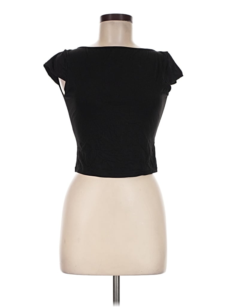 Pre-owned Reoria Short Sleeve Top Black Sweetheart Neckline Tops
