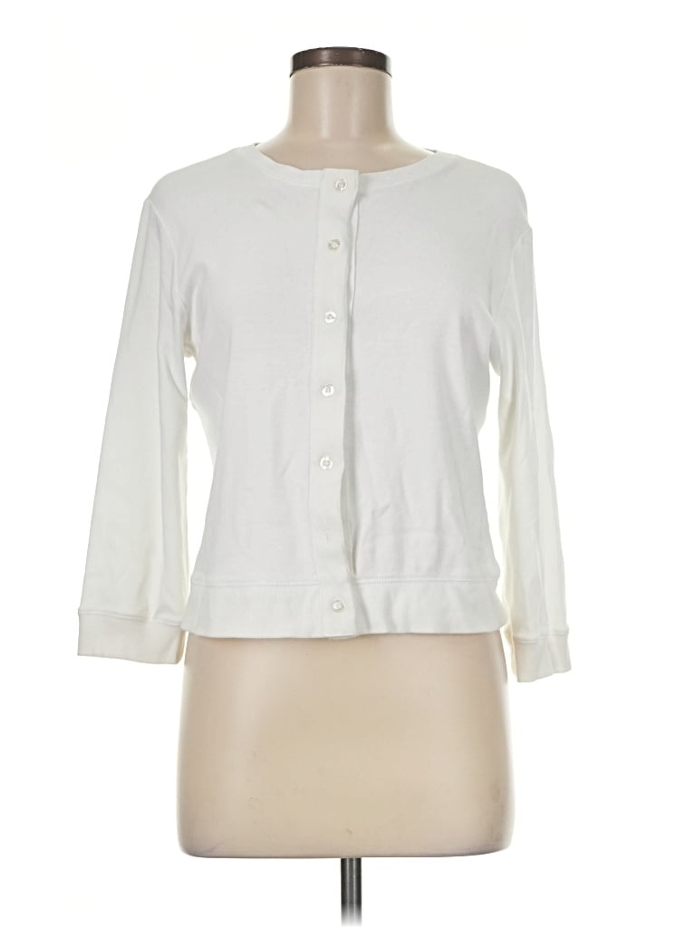 Pre-owned Rafaella Cardigan Sweater In White