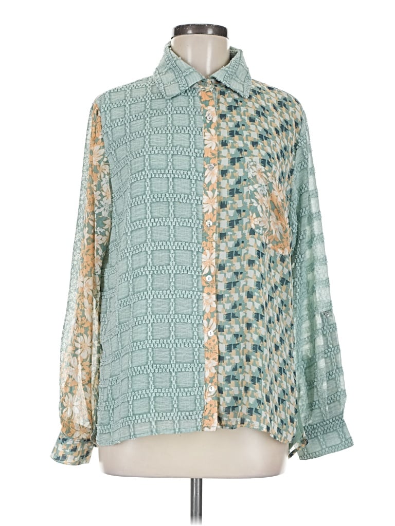 Pre-owned Miss Me Long Sleeve Blouse In Teal