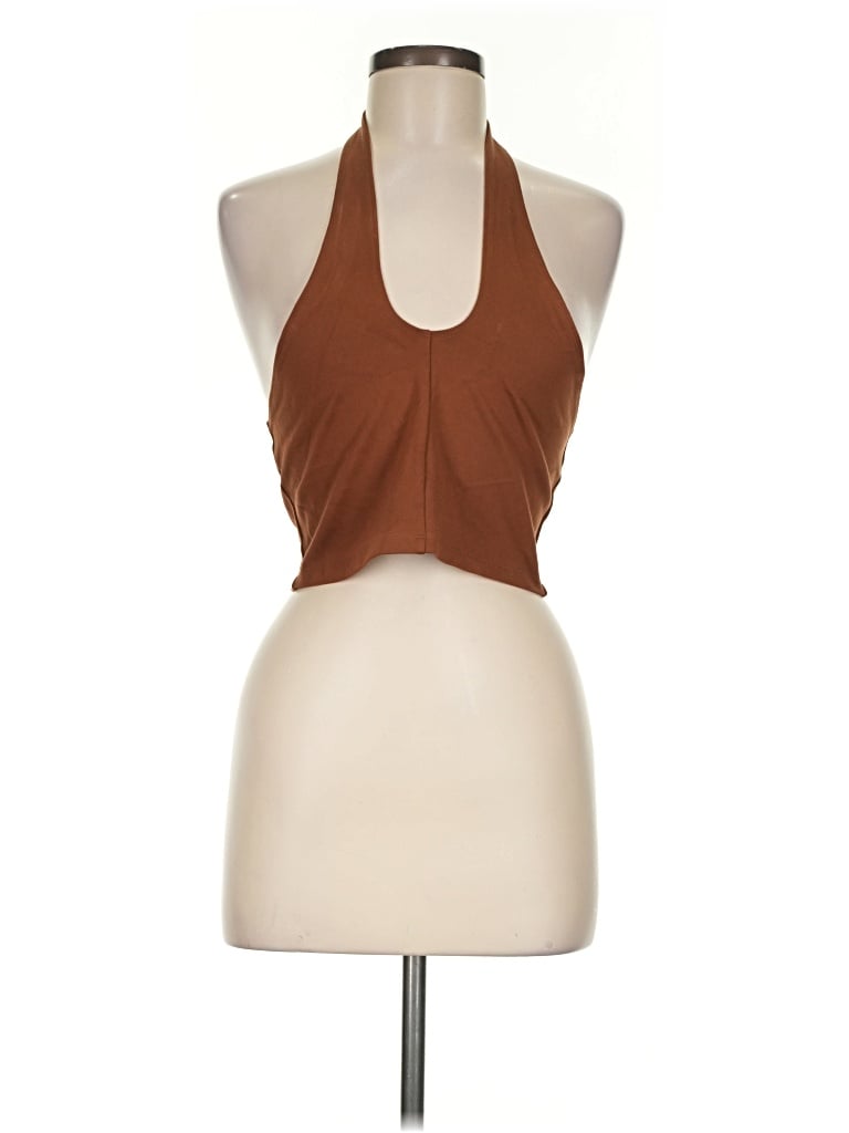 Pre-owned Sun-deh Tank Top Brown Halter Neckline Tops