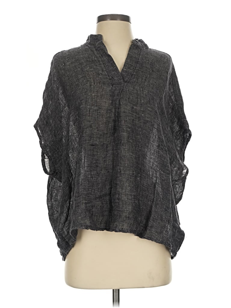 Pre-owned Flax 3/4 Sleeve Blouse In Gray