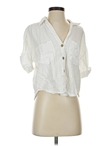 Zara 3/4 Sleeve Button-Down Shirt (view 1)