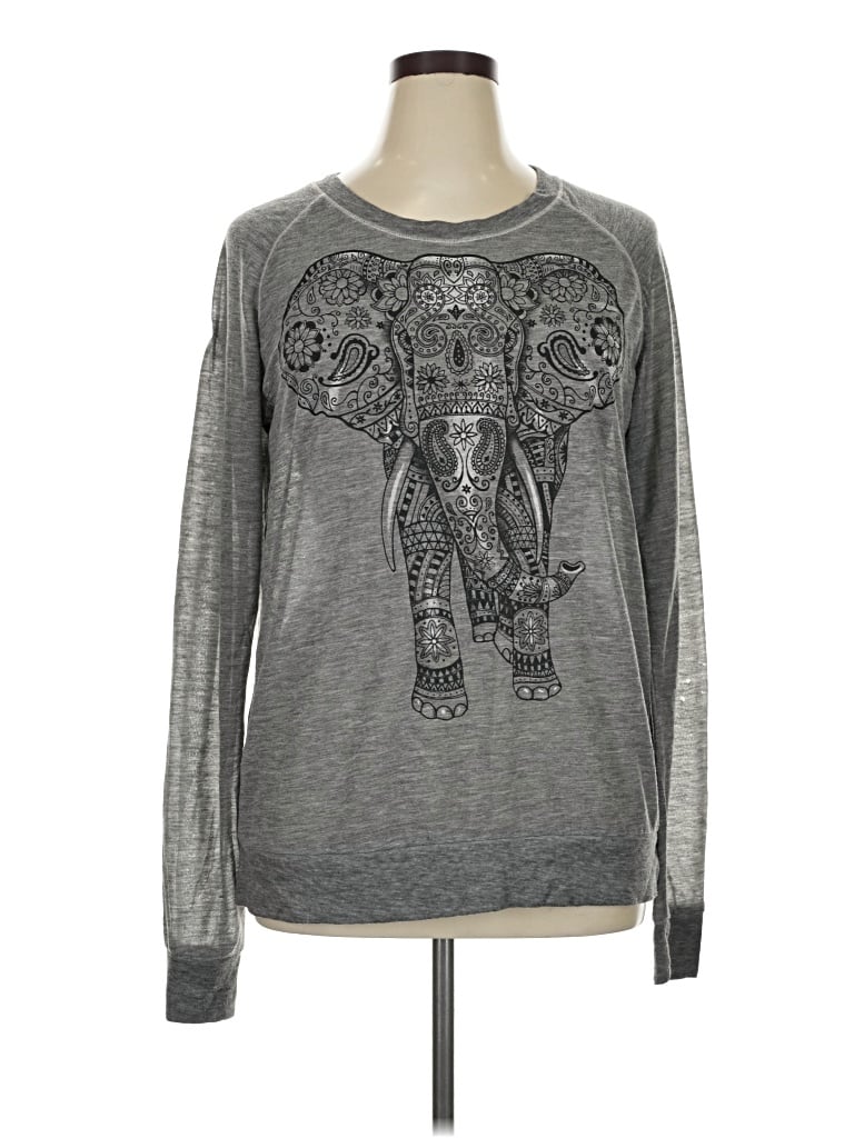 Pre-owned Well Worn Long Sleeve T-shirt In Gray