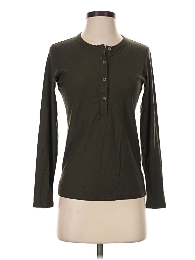 Pre-owned James Perse Long Sleeve Henley Shirt In Brown