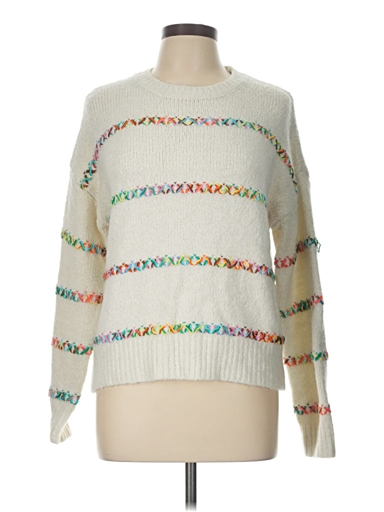 Pre-owned Bibi Pullover Sweater In White