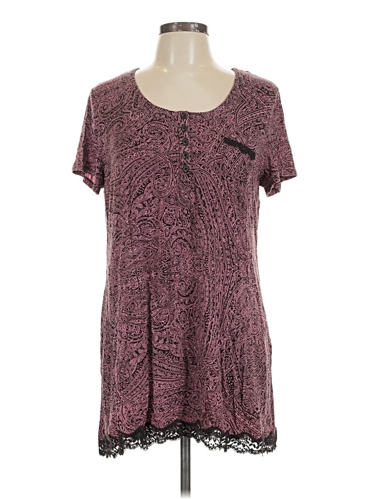 Pre-owned Soma Short Sleeve Henley Shirt In Burgundy