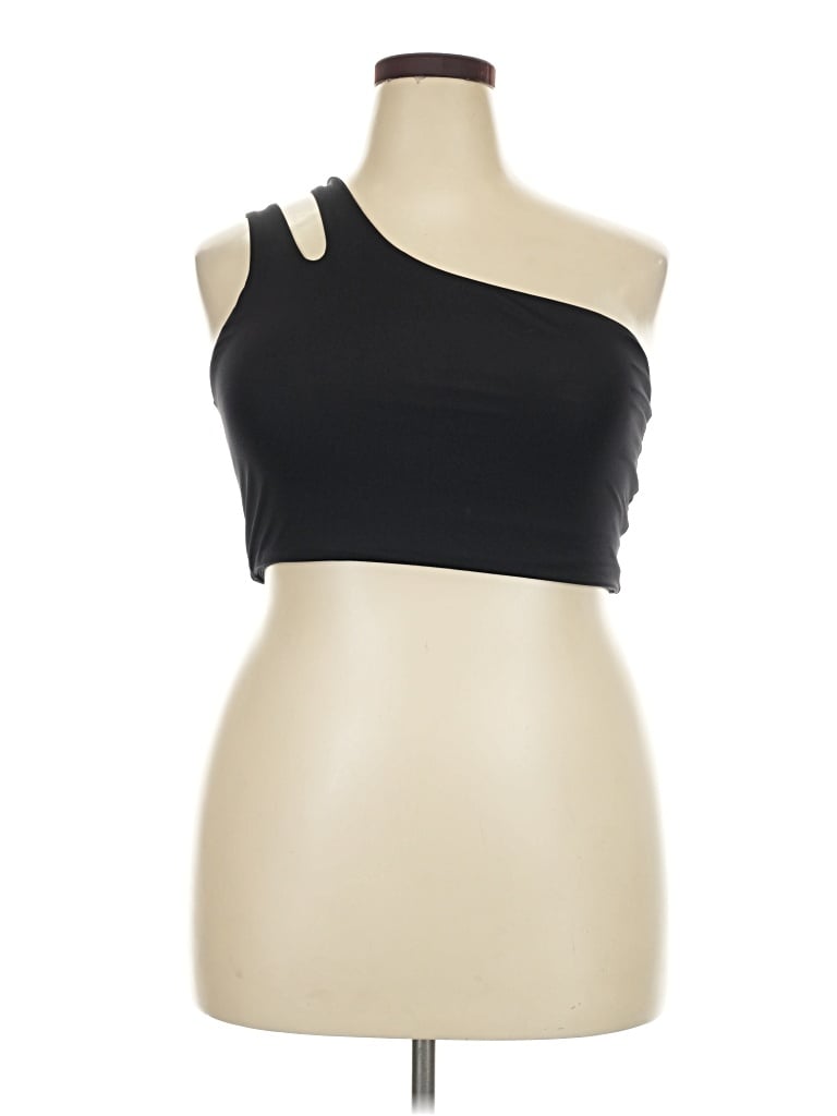 Pre-owned Fabletics Tank Top Black One Shoulder Neckline Tops