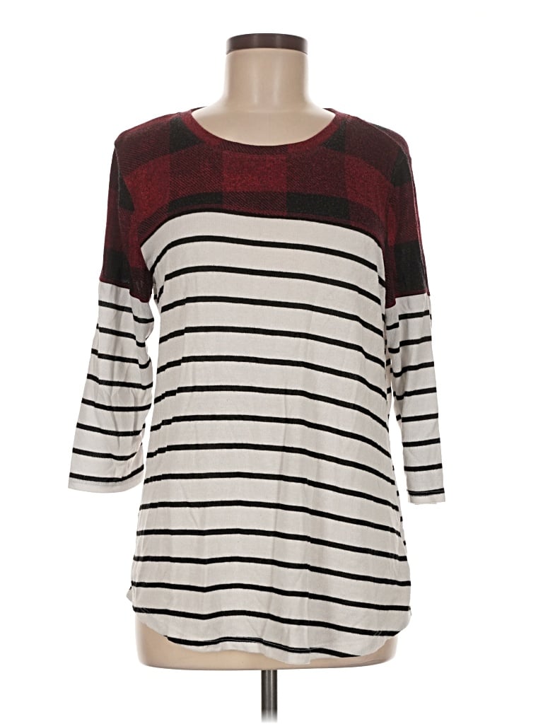 Pre-owned 24/7 Maurices 3/4 Sleeve T-shirt In Burgundy