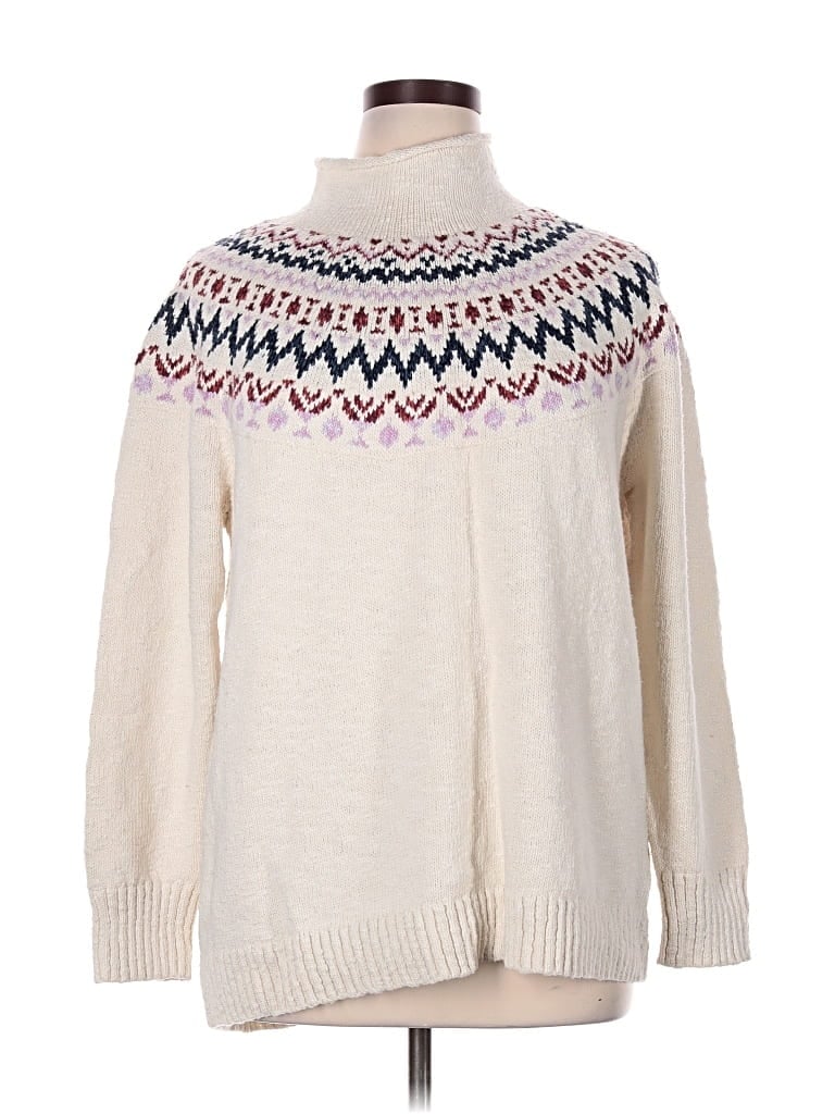 Pre-owned L.l.bean Turtleneck Sweater In Ivory