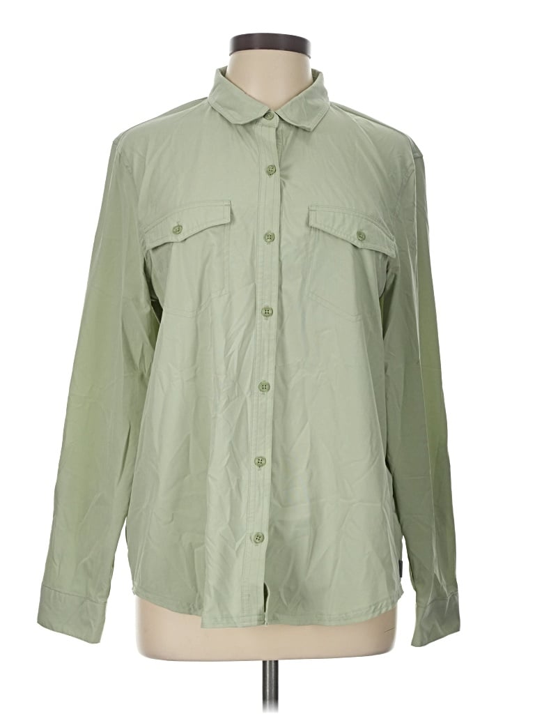 Pre-owned Eddie Bauer Long Sleeve Blouse In Green