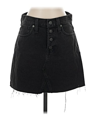 Madewell Rigid Denim A-Line Mini Skirt in Lunar Wash: Button-Front Edition (view 1)