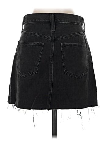 Madewell Rigid Denim A-Line Mini Skirt in Lunar Wash: Button-Front Edition (view 2)