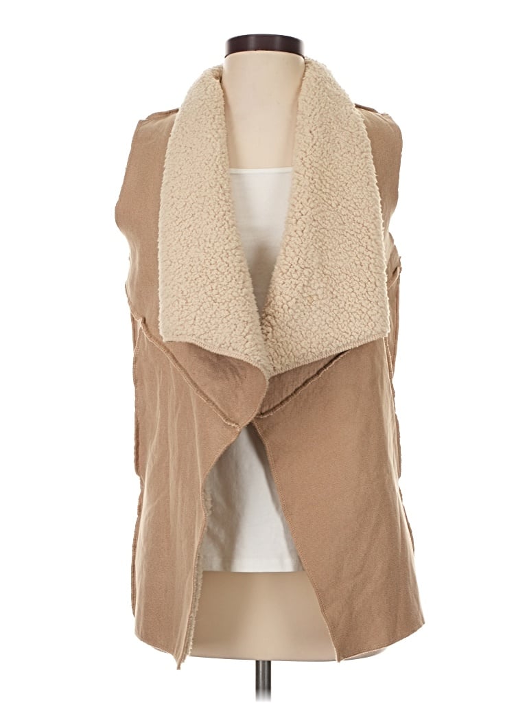 Pre-owned Cherish Faux Fur Vest In Tan
