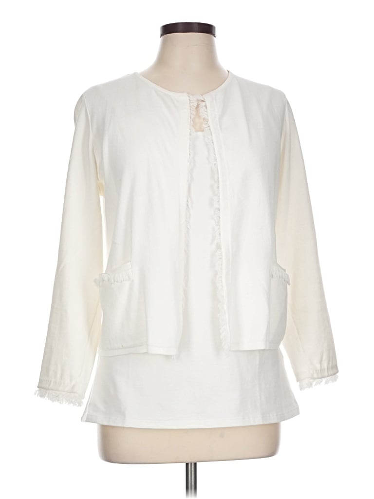 Pre-owned J. Mclaughlin Cardigan Sweater In White