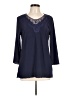 Chances R Blue 3/4 Sleeve Blouse Size L - photo 1