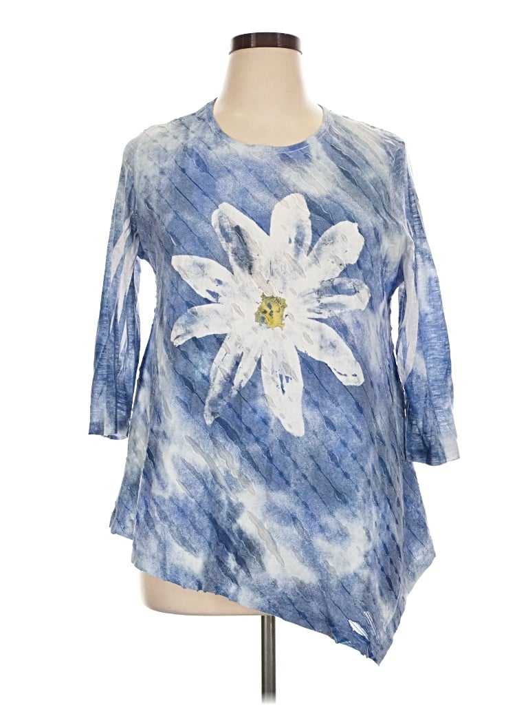Pre-owned Jess & Jane 3/4 Sleeve Blouse In Blue