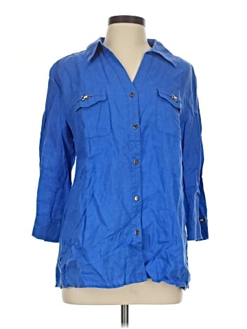 JM Collection 3/4 Sleeve Button-Down Shirt (view 1)