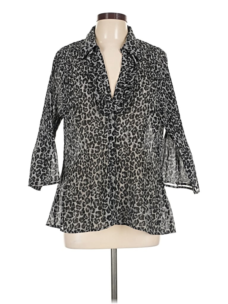 Pre-owned Fashion Bug 3/4 Sleeve Blouse In Gray