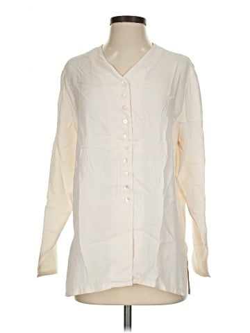 Petite Sophisticate Long Sleeve Silk Top (view 1)