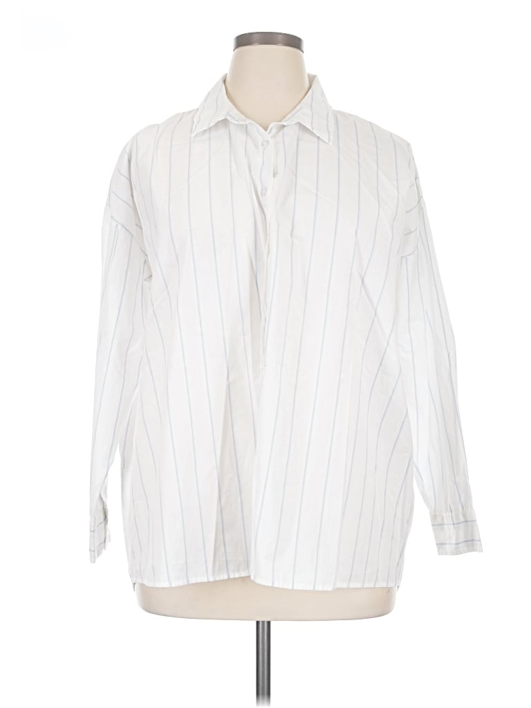 Pre-owned Olive & Oak Long Sleeve Button Down Shirt In White