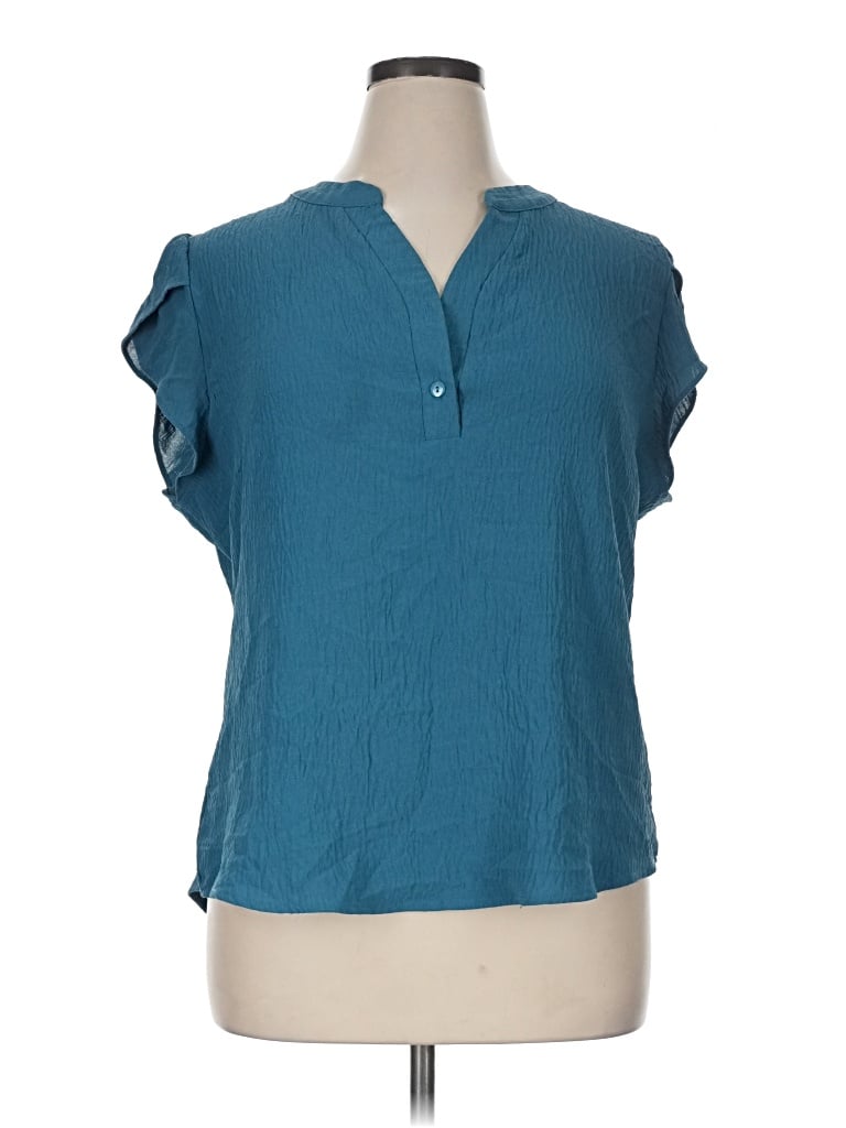 Pre-owned Blooming Jelly Short Sleeve Blouse In Teal