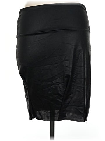 Aqua Faux Leather Skirt (view 2)