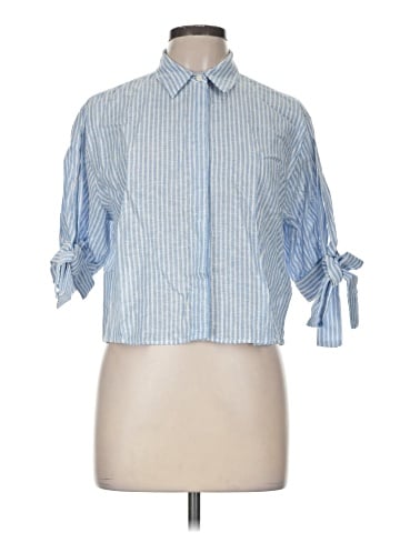 Zara 3/4 Sleeve Button-Down Shirt (view 1)