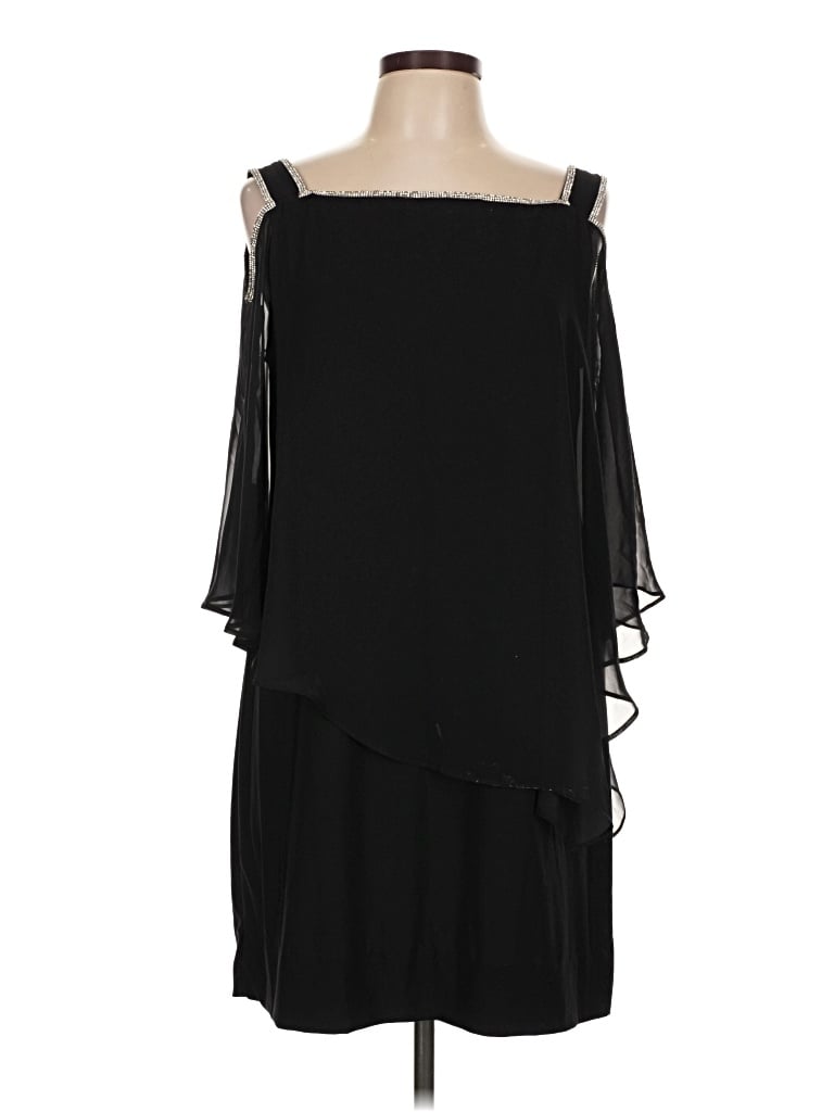 Pre-owned Msk 3/4 Sleeve Top Black Cold Shoulder Neckline Tops