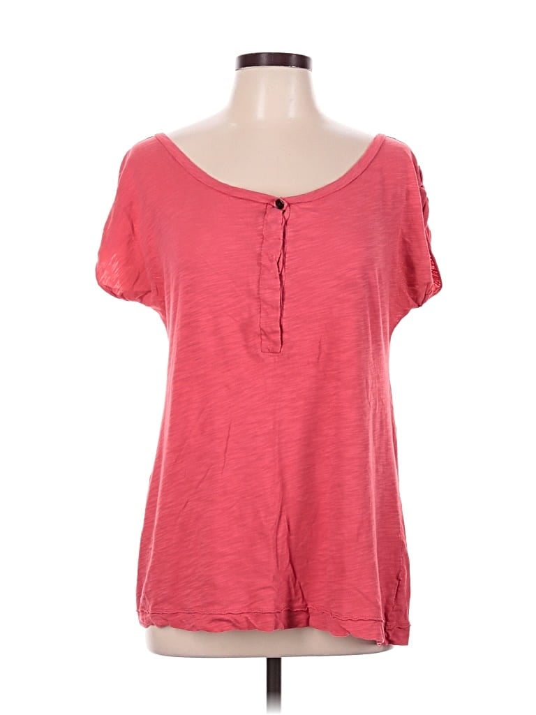Pre-owned Ruff Hewn Short Sleeve Top Red Scoop Neck Tops