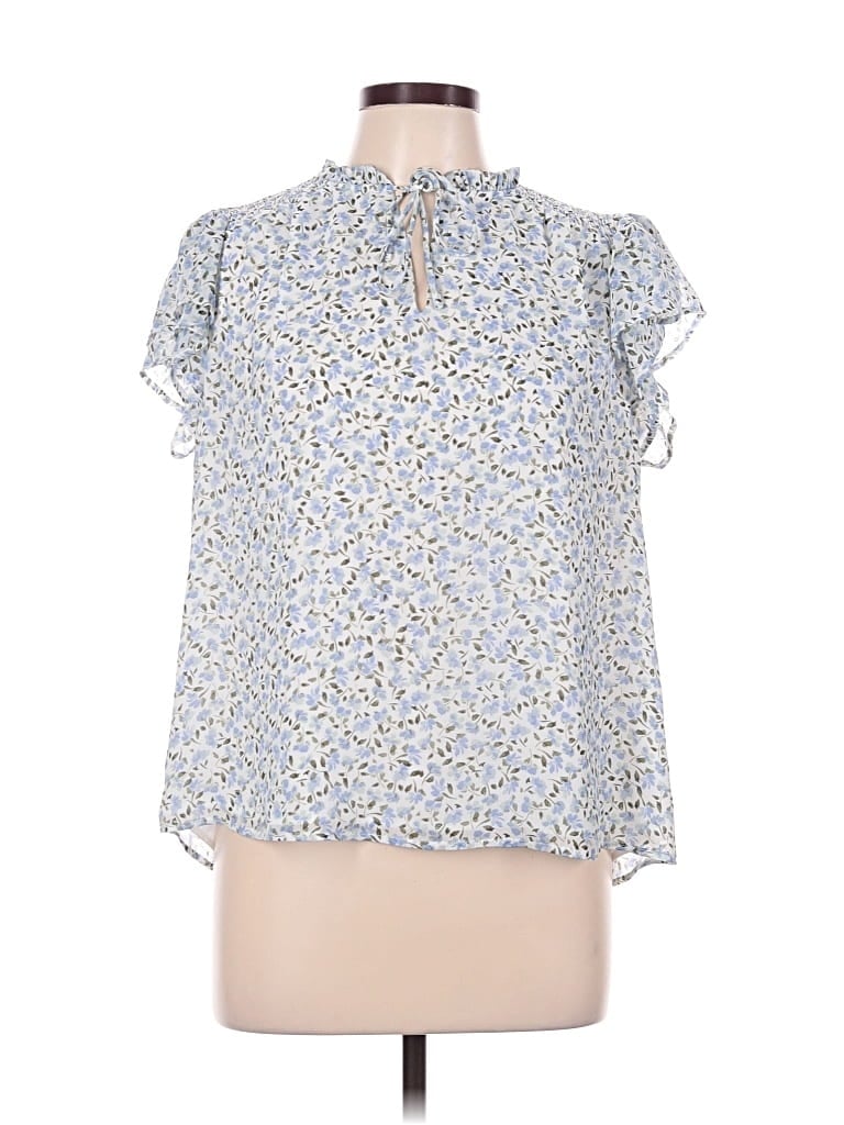 Pre-owned Cece Short Sleeve Blouse In Blue