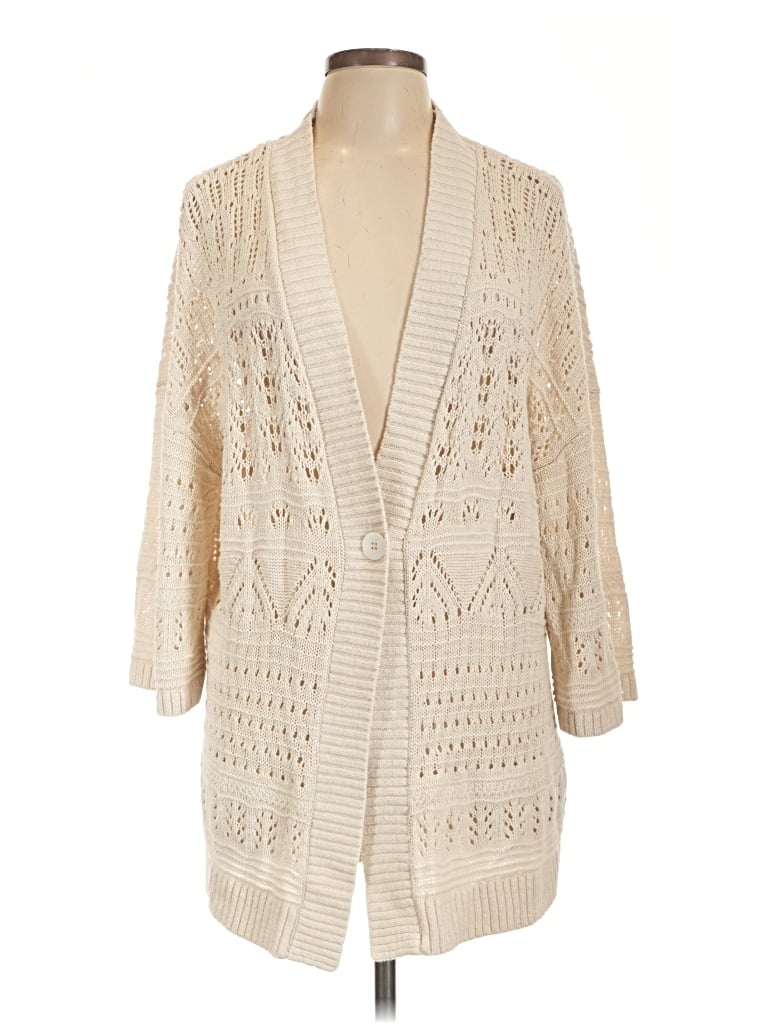 Pre-owned Garnet Hill Cardigan Sweater In Ivory