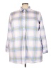 Woman Within Plaid Blue 3/4 Sleeve Blouse Size 22 - 24 - photo 1