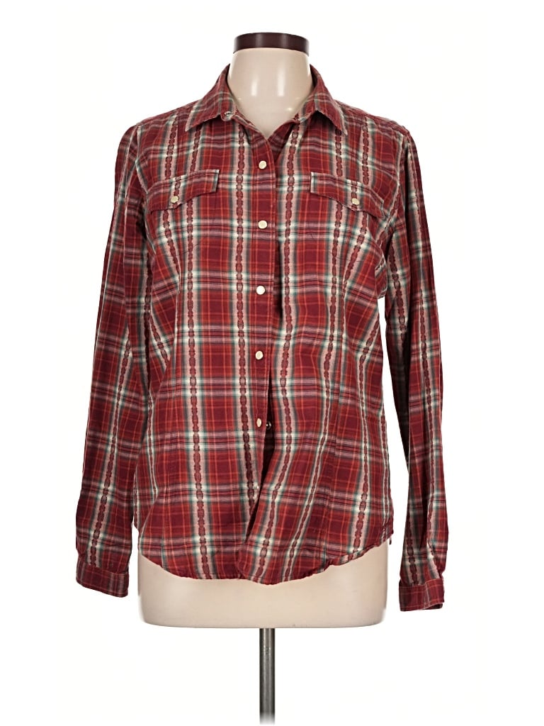 Pre-owned Woolrich Long Sleeve Button Down Shirt In Burgundy