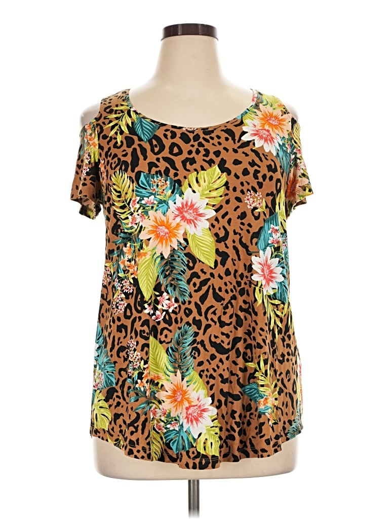 Pre-owned Jm Collection Short Sleeve T-shirt In Brown