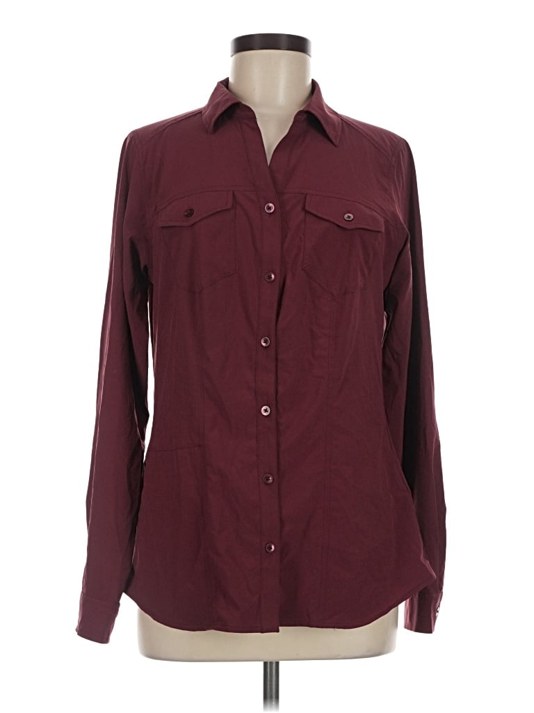 Pre-owned Exofficio Long Sleeve Blouse In Burgundy