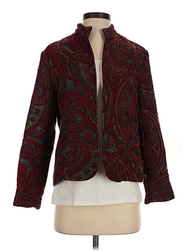 Pre-owned Coldwater Creek Blazer Jacket In Burgundy