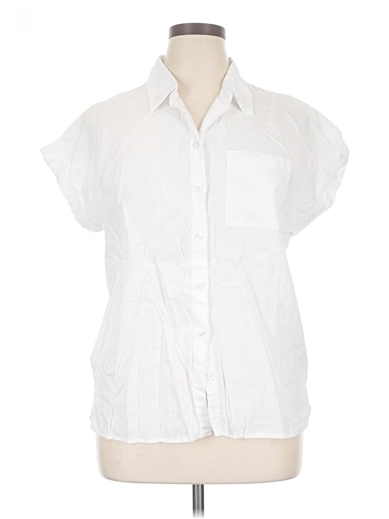 Pre-owned Emily Daniels Short Sleeve Blouse In White