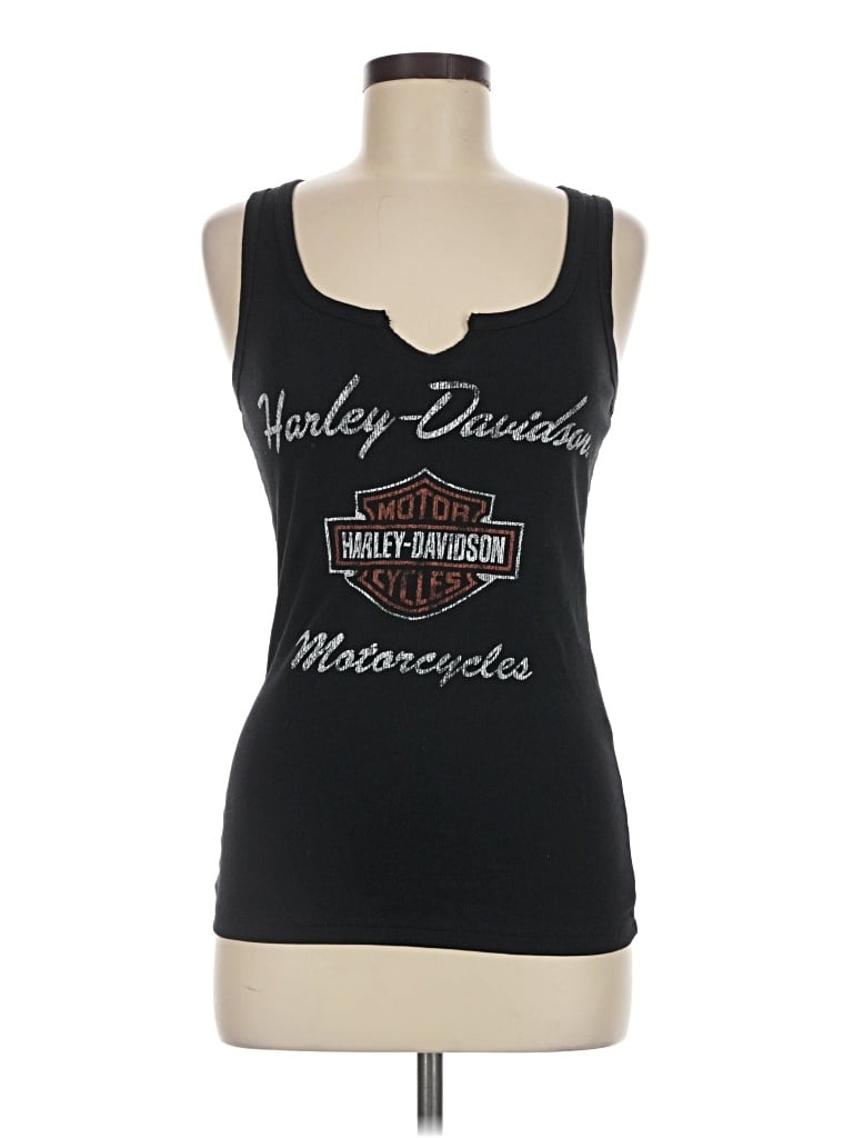 Pre-owned Harley Davidson Tank Top Black Strapless Neckline Tops