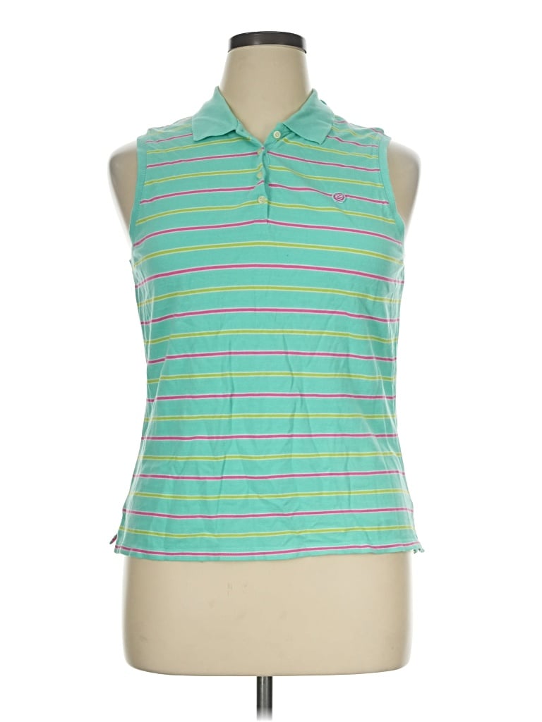 Pre-owned Izod Sleeveless Polo Shirt In Green
