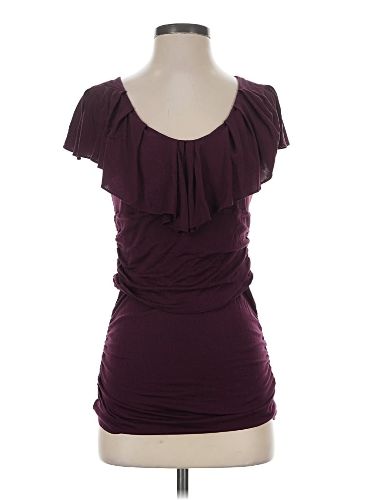 Pre-owned Leifsdottir Short Sleeve Top Burgundy Sweetheart Neckline Tops